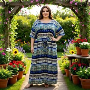 VTG 80s 90s Jamie Brooke Midi Maxi Dress Floral Cottage core Back Tie 26W New